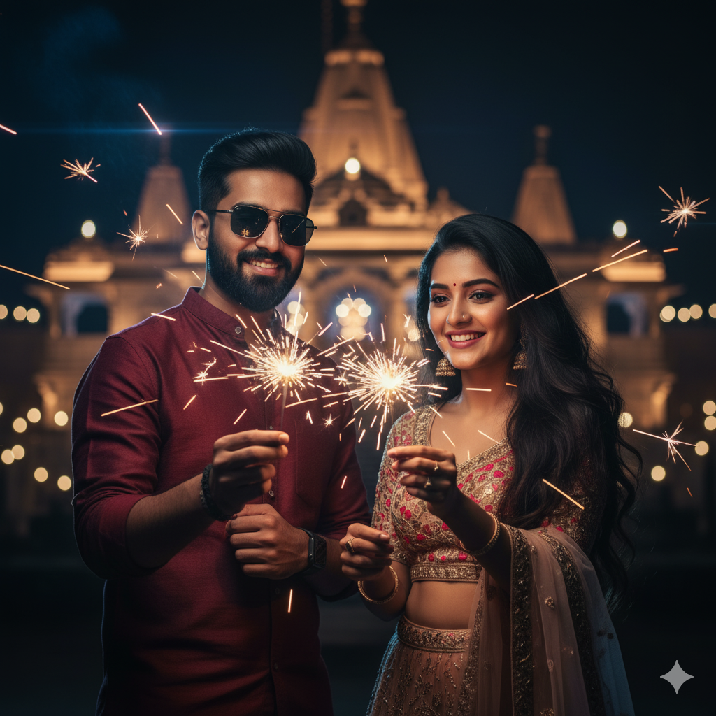 Diwali Fireworks Cinematic Portrait
