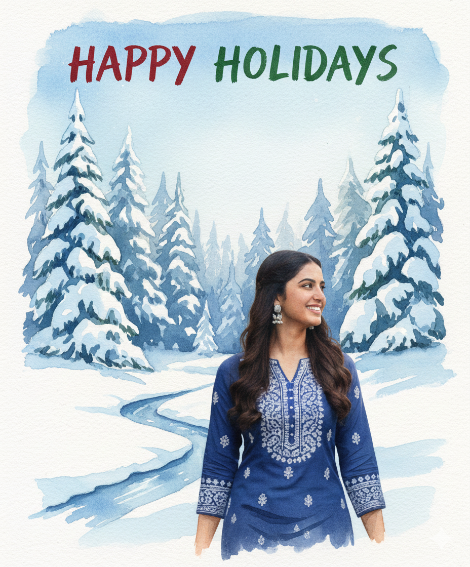 happy holidays water color prompt