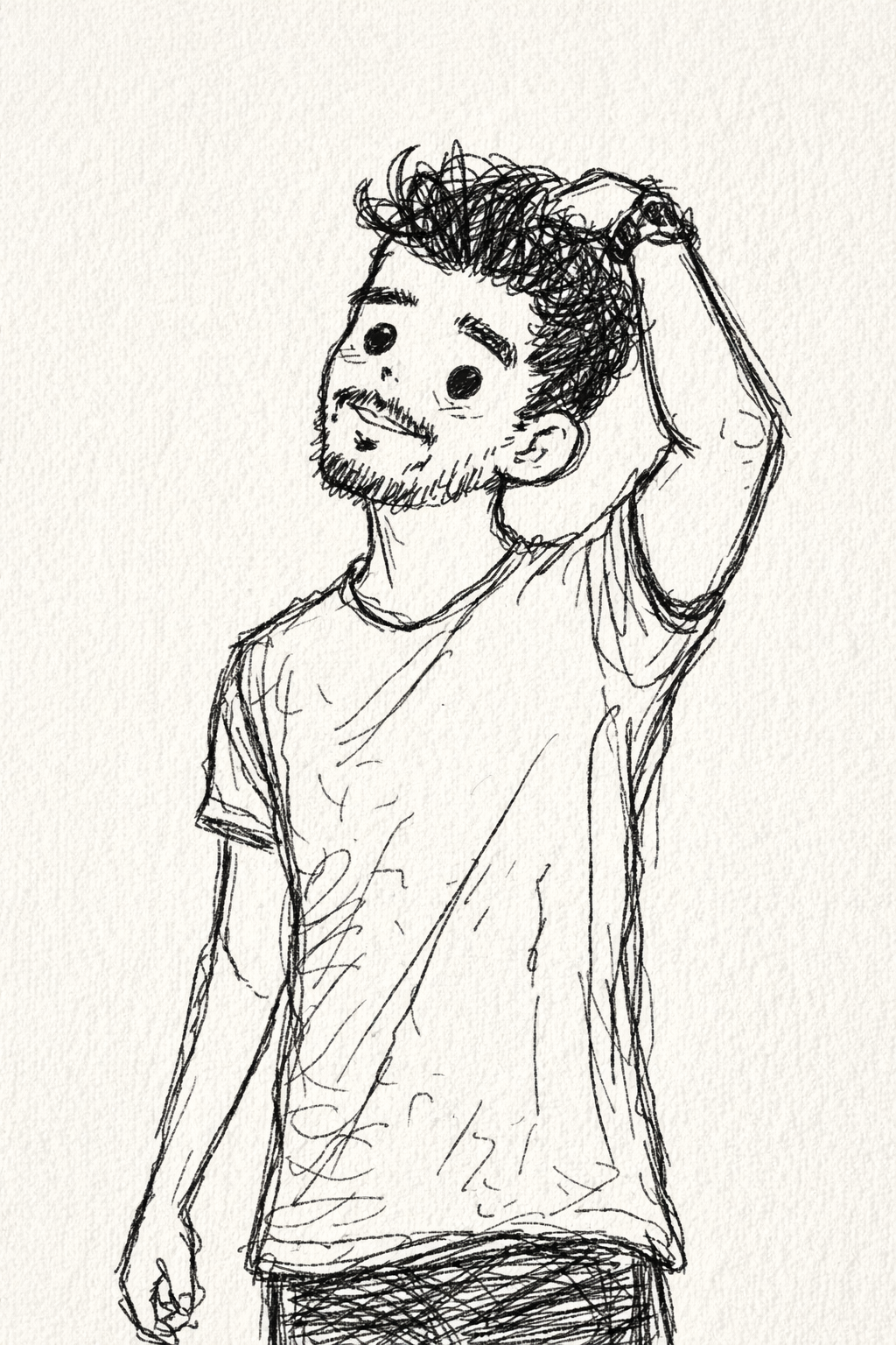 naive doodle of a curious man prompt