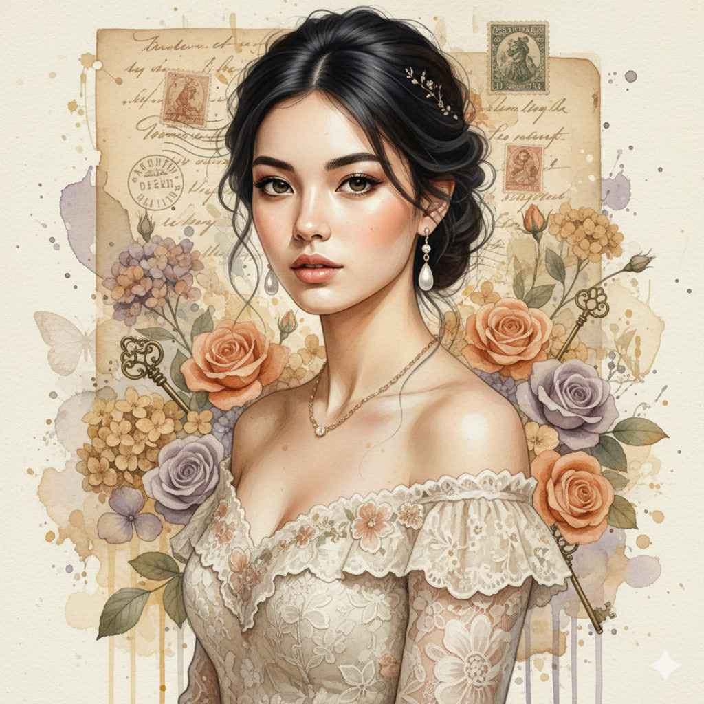 retro water colour painting prompt